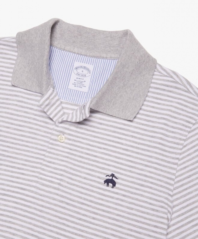 Grey Brooks Brothers Short Sleeves Supima Cotton Men Polo | PYQ-617832