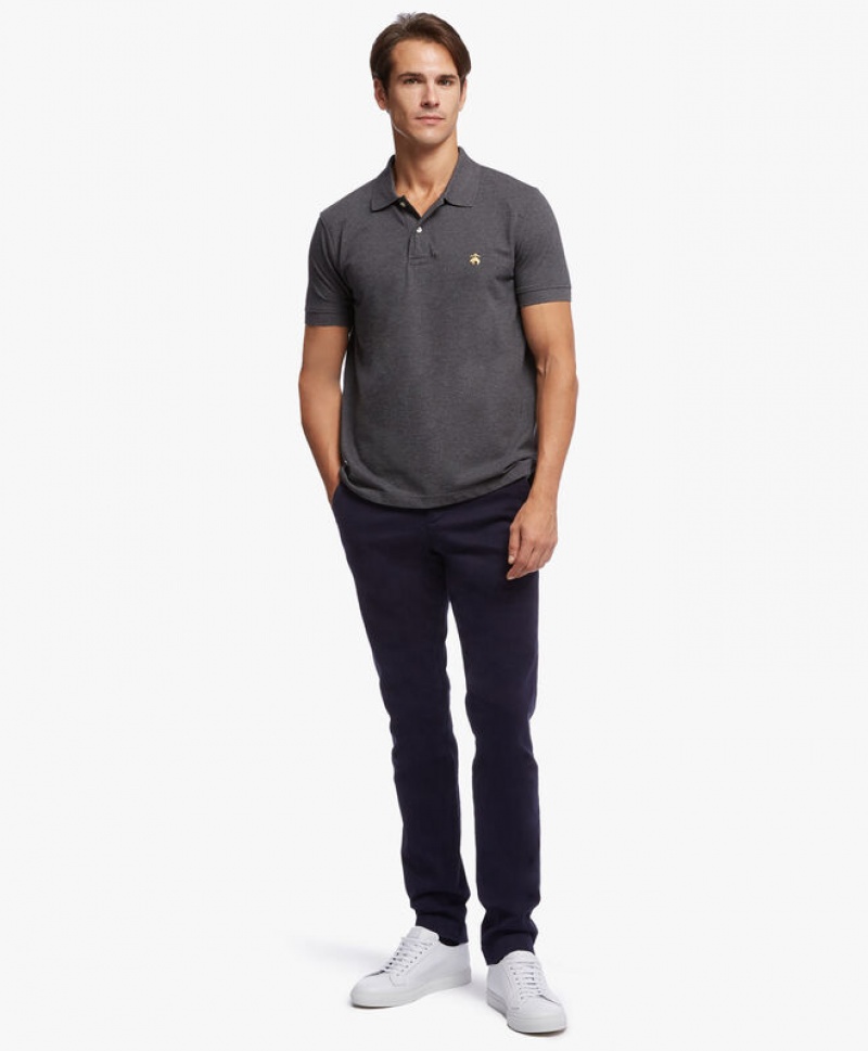 Grey Brooks Brothers Slim-fit Sleeves Pique Men Polo | LGK-213478