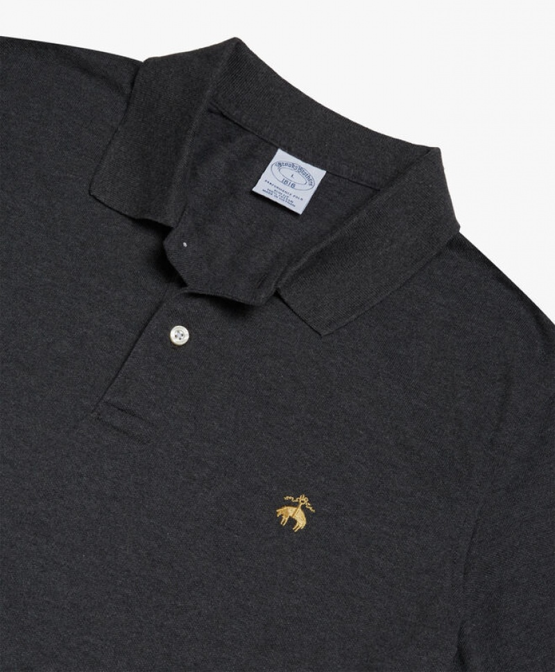 Grey Brooks Brothers Slim-fit Sleeves Pique Men Polo | LGK-213478