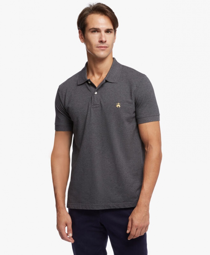 Grey Brooks Brothers Slim-fit Sleeves Pique Men Polo | LGK-213478