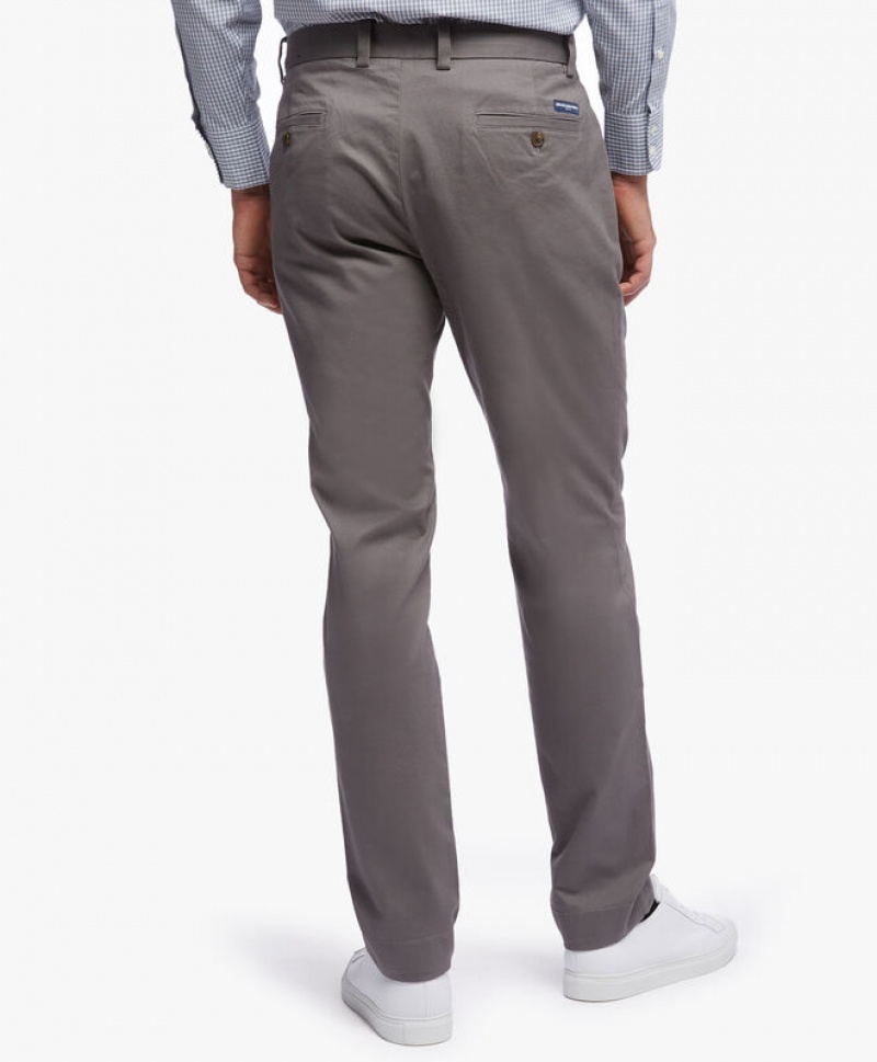 Grey Brooks Brothers Soho Extra-slim Fit Twill Washed Chino Men Casual Pants | JVA-754813