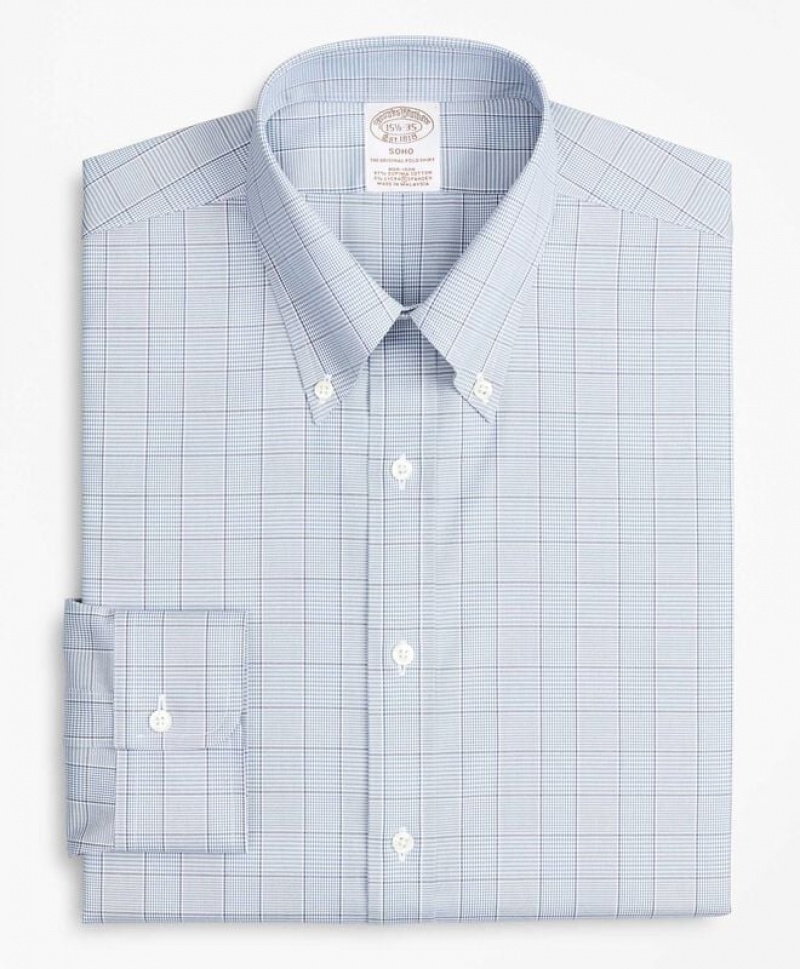 Grey Brooks Brothers Soho Extra-slim Fit Non-iron, Pinpoint Button-Down Collar Men Shirts | CKN-410567