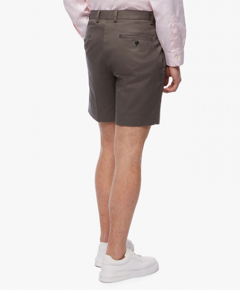 Grey Brooks Brothers Stretch Pleat Front Men Shorts | KSL-865940