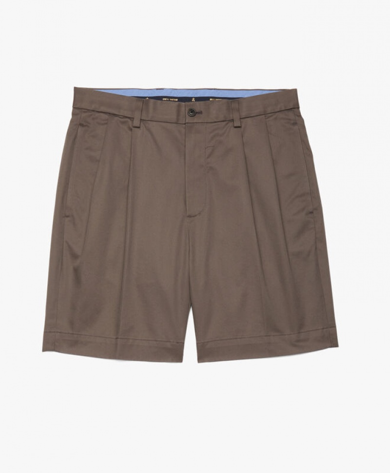 Grey Brooks Brothers Stretch Pleat Front Men Shorts | KSL-865940