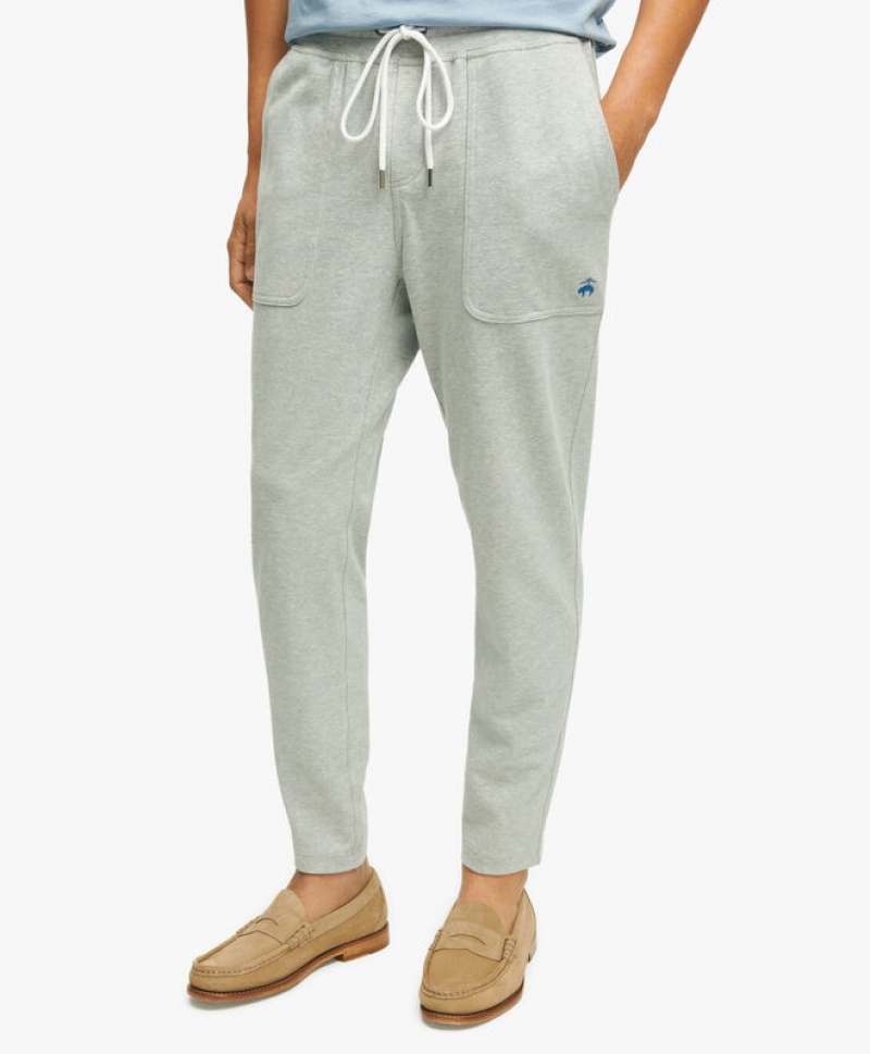 Grey Brooks Brothers Stretch Sueded Cotton Jersey Men Sweatpants | CMO-674519