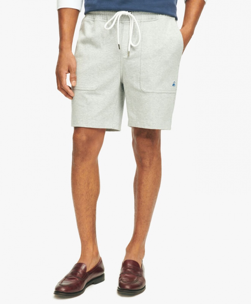 Grey Brooks Brothers Stretch Sueded Cotton Jersey Sweats Men Shorts | KAU-327085