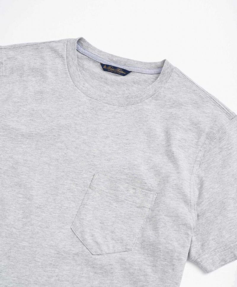 Grey Brooks Brothers Supima Crewneck Cotton Men T-shirts | CUI-359871