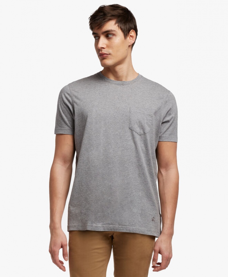 Grey Brooks Brothers Supima Crewneck Cotton Men T-shirts | CUI-359871