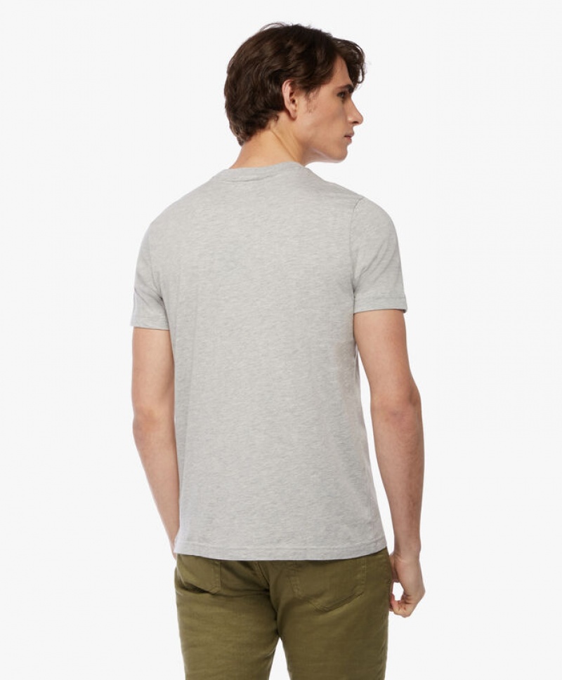 Grey Brooks Brothers Washed Supima Cotton Logo Crewneck Men T-shirts | NLC-324869