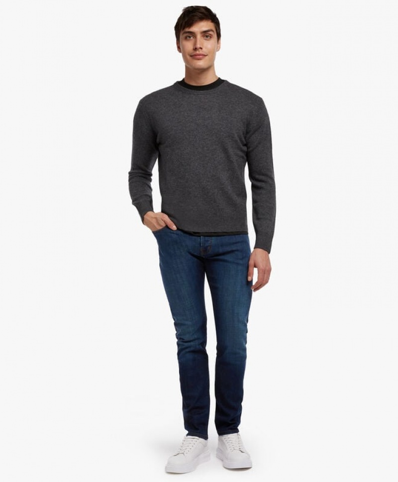 Grey Brooks Brothers Wool and Cashmere Crew-Neck Men Sweaters | PIX-365091