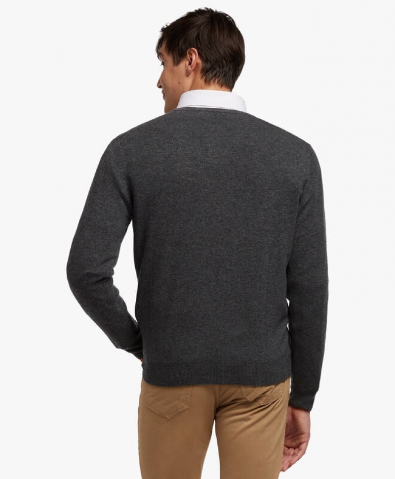 Grey Brooks Brothers Wool and Cashmere V-Neck Men Sweaters | QBK-610385