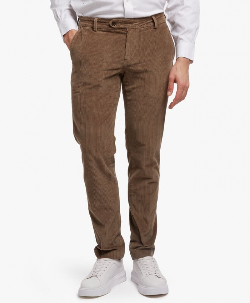 Khaki Brooks Brothers Cotton Corduroy Men Casual Pants | IBL-138529