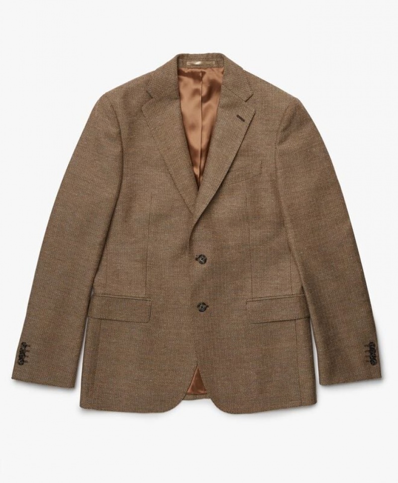 Khaki Brooks Brothers Herringbone Pattern Sport Men Blazers | HNP-614925