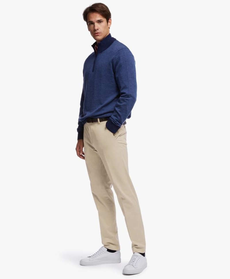 Khaki Brooks Brothers Milano Slim-fit Stretch Advantage Chino Men Casual Pants | HBI-240769