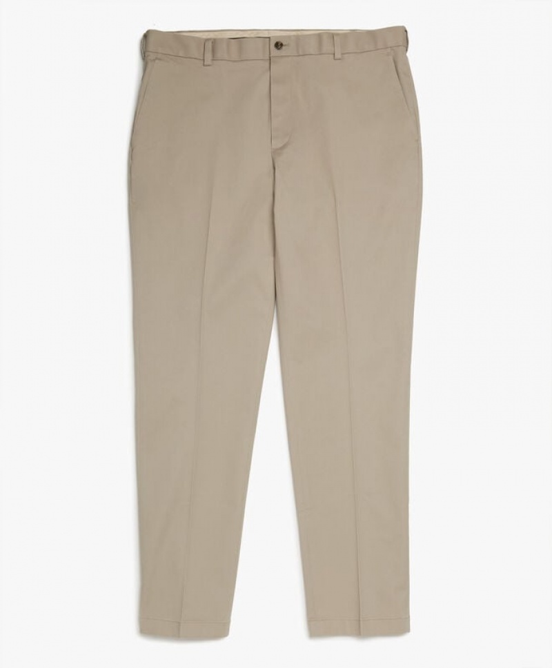 Khaki Brooks Brothers Milano Slim-fit Stretch Advantage Chino Men Casual Pants | HBI-240769