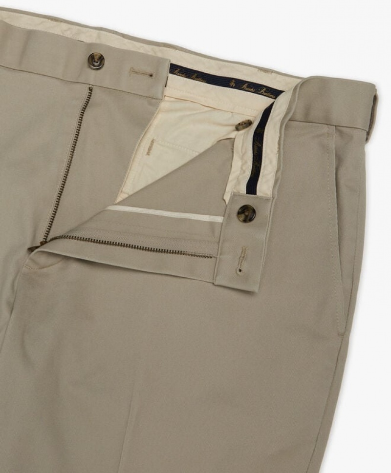 Khaki Brooks Brothers Milano Slim-fit Stretch Advantage Chino Men Casual Pants | HBI-240769