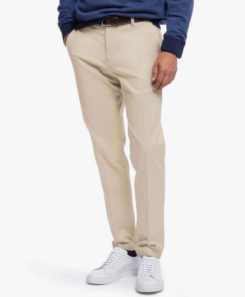 Khaki Brooks Brothers Milano Slim-fit Stretch Advantage Chino Men Casual Pants | HBI-240769