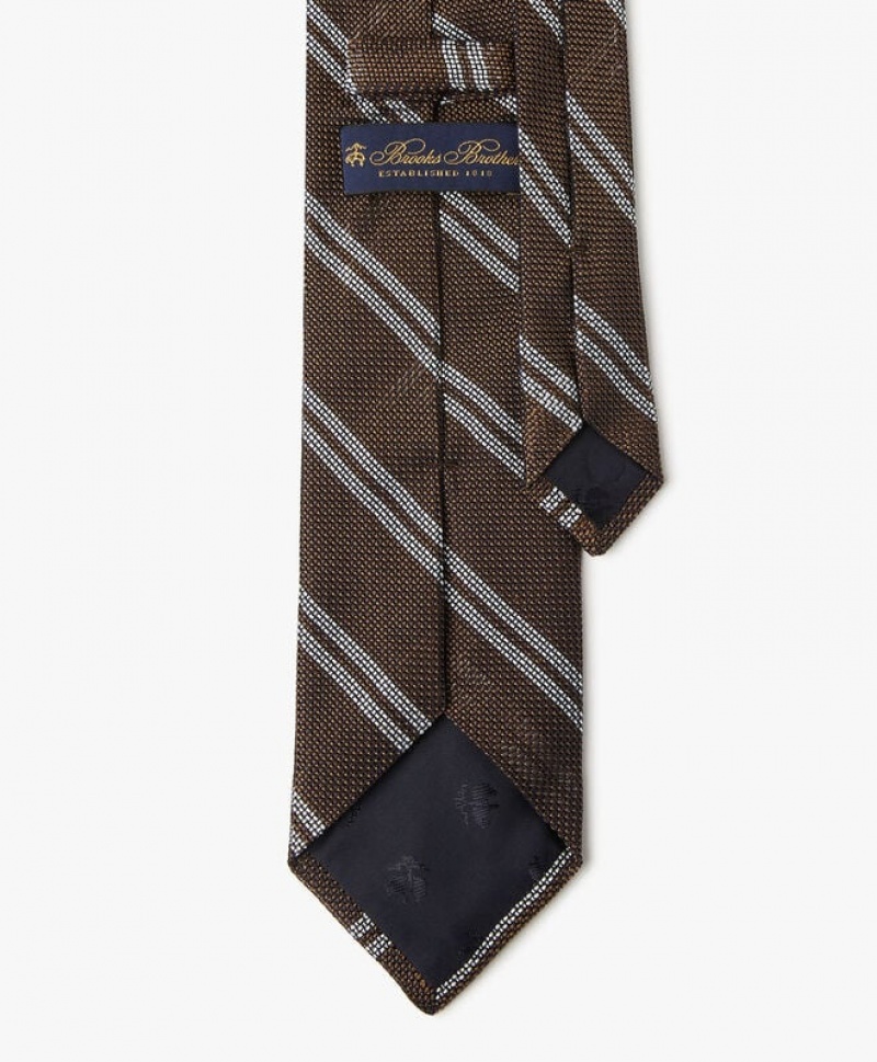 Khaki Brooks Brothers Silk Regimental Men Ties | GWM-325049