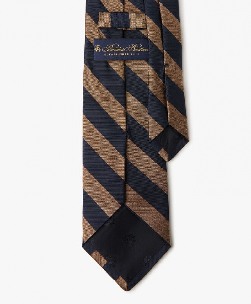 Khaki Brooks Brothers Silk Regimental Men Ties | DTB-027689