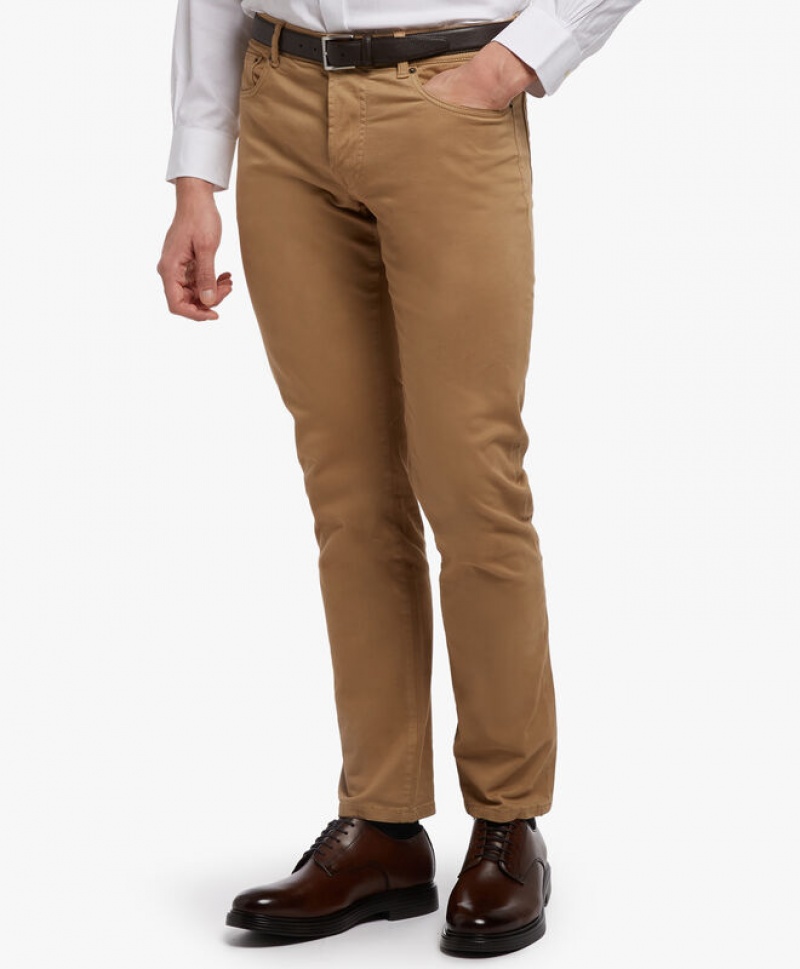 Khaki Brooks Brothers Stretch Cotton 5-Pocket Men Casual Pants | LGW-916325