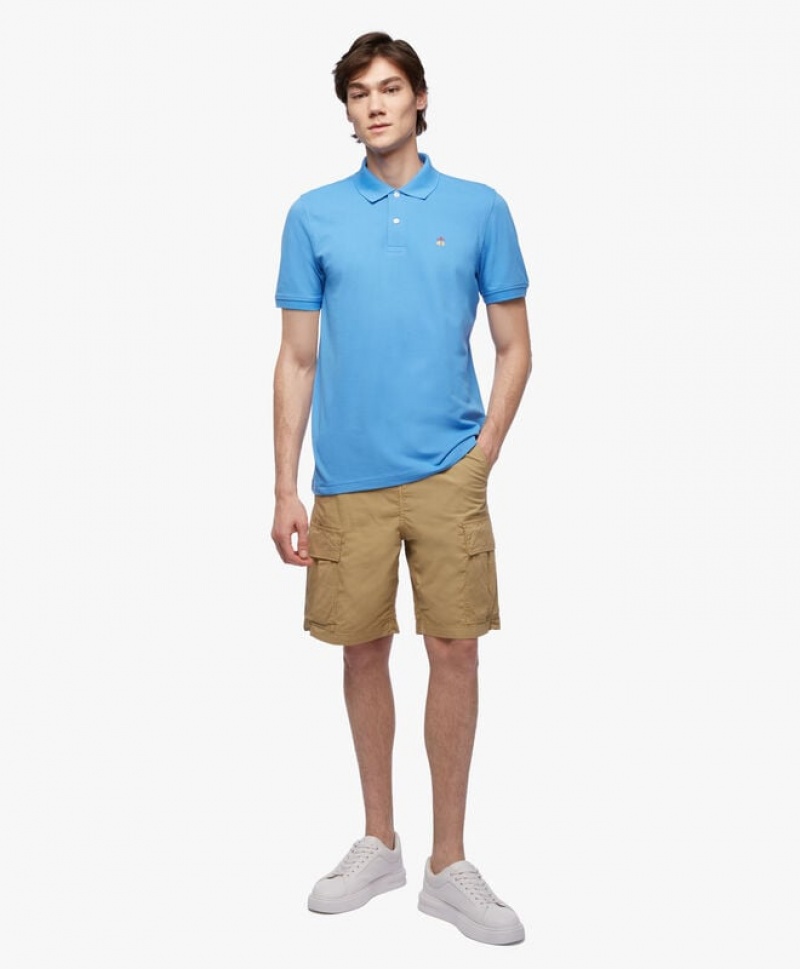 Khaki Brooks Brothers Stretch Cotton Cargos Men Shorts | SEY-918635