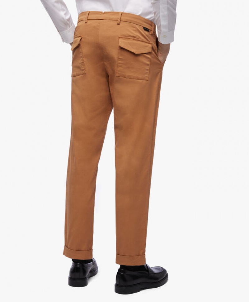 Khaki Brooks Brothers Stretch Cotton Chinos Men Casual Pants | GHT-372450