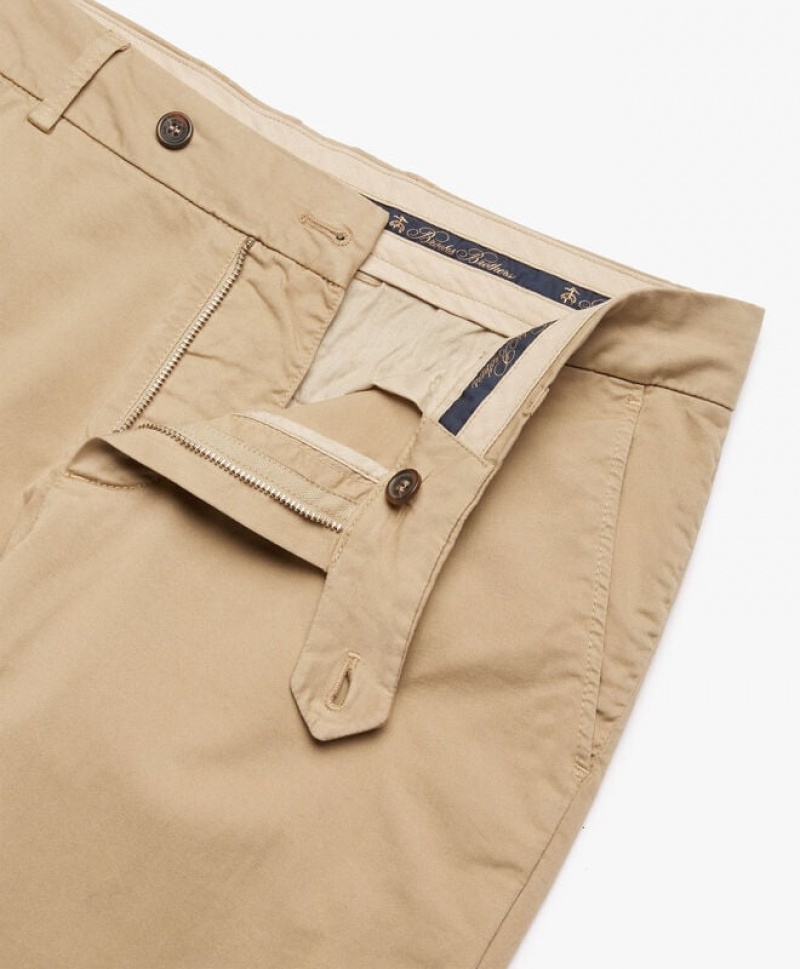 Khaki Brooks Brothers Stretch Cotton Chinos Men Casual Pants | PIS-062483