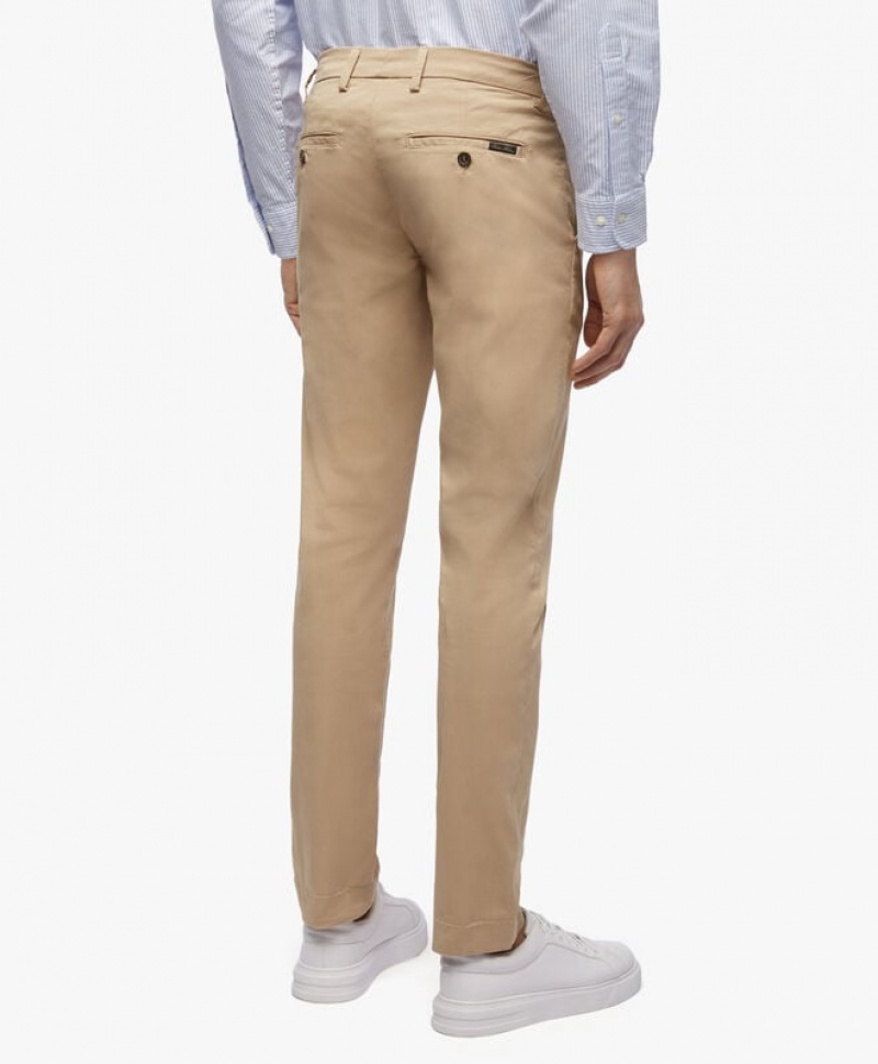 Khaki Brooks Brothers Stretch Cotton Chinos Men Casual Pants | PLF-437615