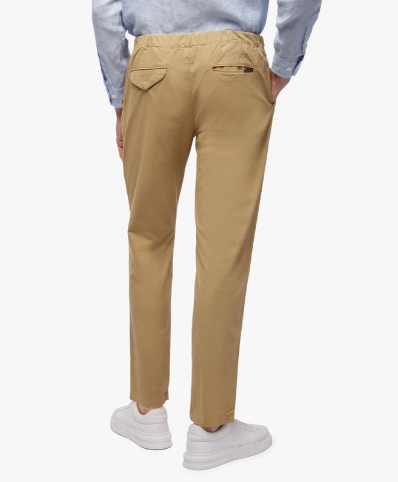 Khaki Brooks Brothers Stretch Cotton Men Casual Pants | KYF-284503