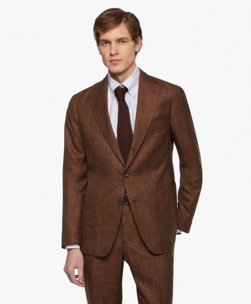 Khaki Brooks Brothers Virgin Wool-Blend Men Suits | GLO-819250