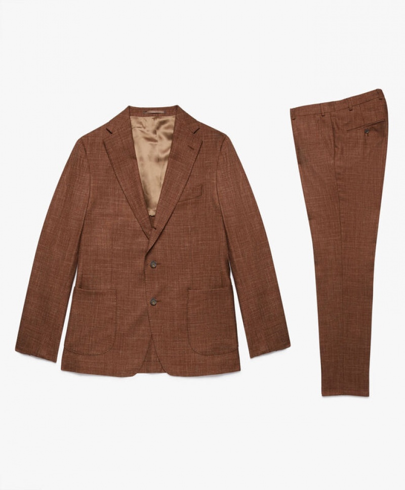 Khaki Brooks Brothers Virgin Wool-Blend Men Suits | GLO-819250