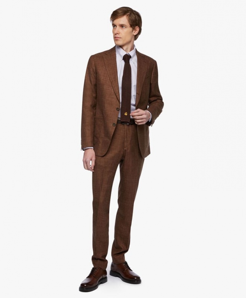 Khaki Brooks Brothers Virgin Wool-Blend Men Suits | GLO-819250