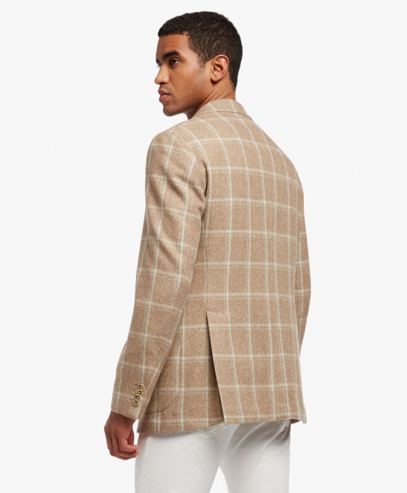 Khaki Brooks Brothers Virgin Wool and Cashmere-Blend Sport Men Blazers | QWU-452918