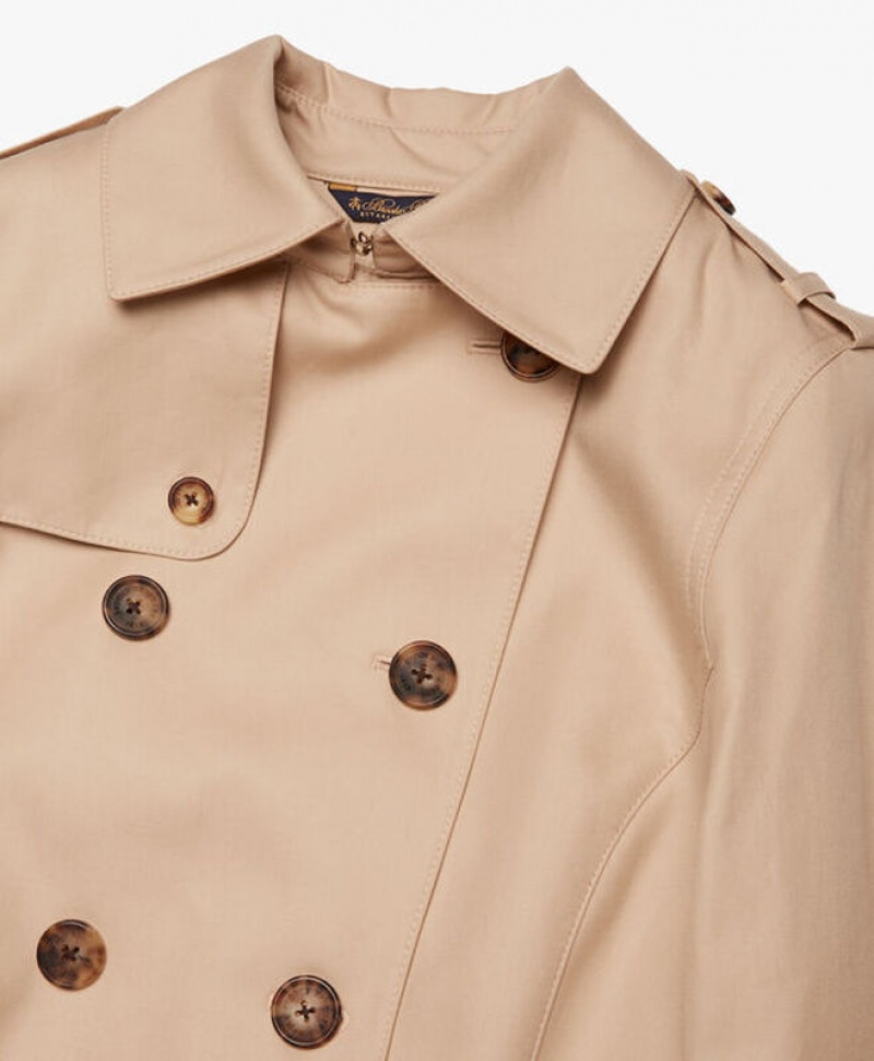 Khaki Brooks Brothers Water-Repellent Cotton Trench Women Coats | XJC-231579