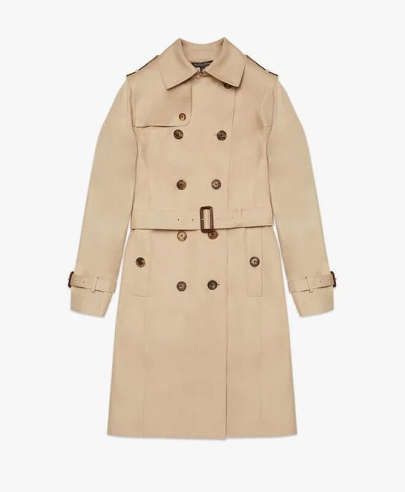 Khaki Brooks Brothers Water-Repellent Cotton Trench Women Coats | XJC-231579