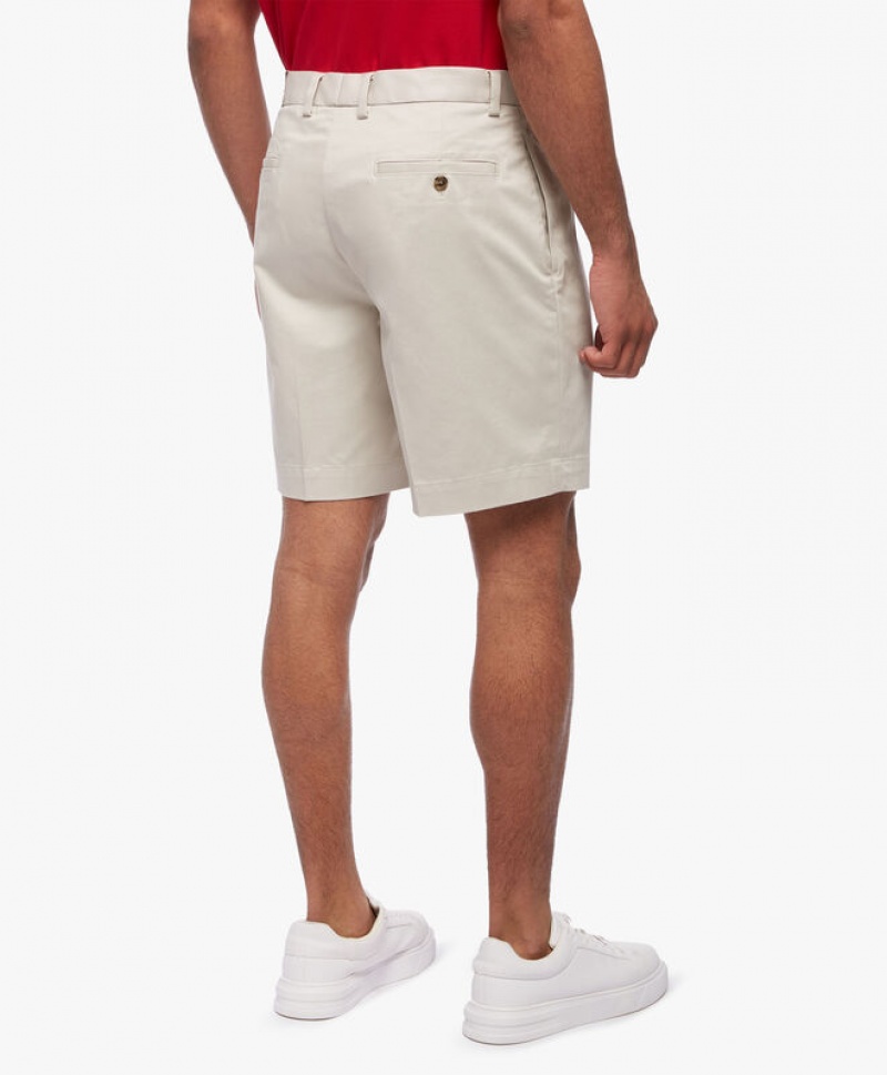 Light Beige Brooks Brothers Stretch Pleat Front Men Shorts | FNB-034815