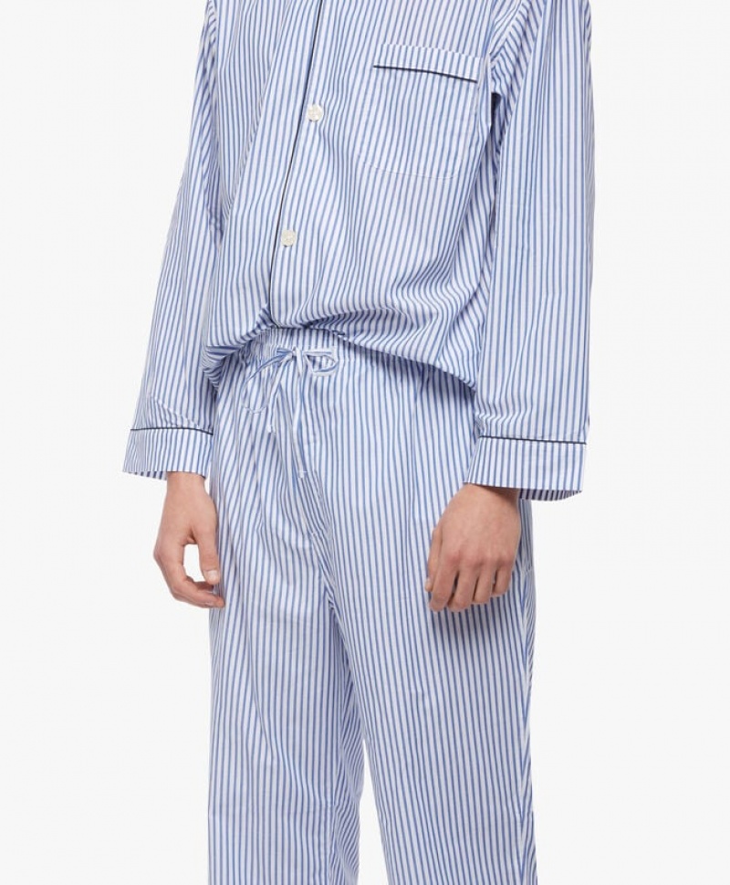 Light Blue Brooks Brothers Cotton Broadcloth Bengal Stripe Men Nightwear | TPO-312764