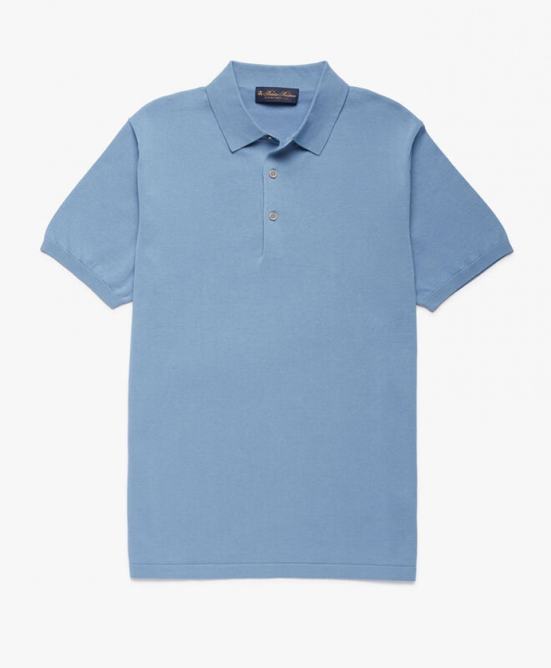 Light Blue Brooks Brothers Cotton Men Polo | QSF-487632