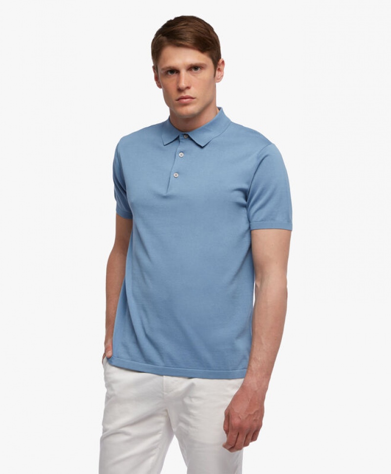 Light Blue Brooks Brothers Cotton Men Polo | QSF-487632