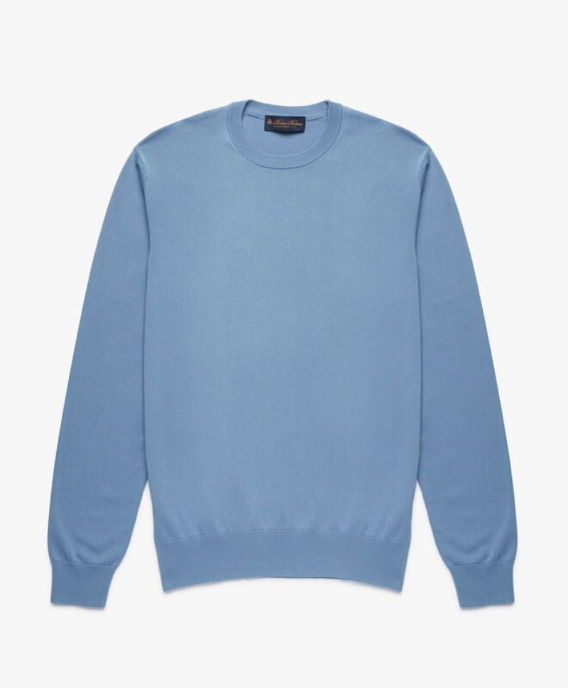 Light Blue Brooks Brothers Cotton Men Sweaters | OAN-176923