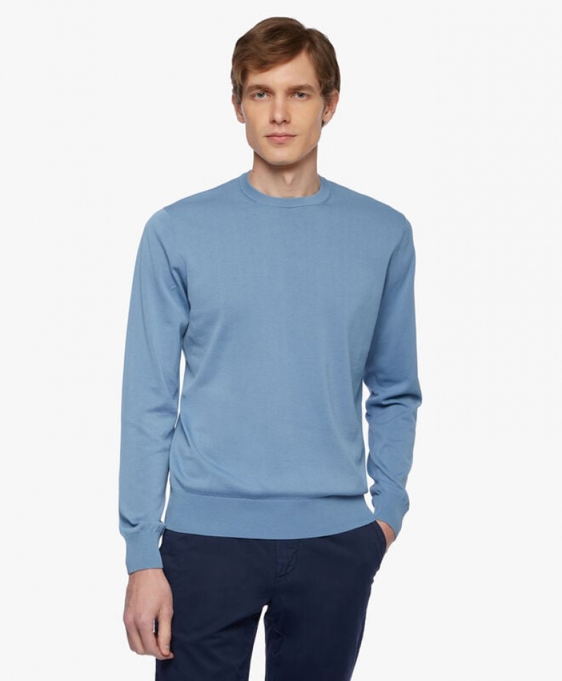 Light Blue Brooks Brothers Cotton Men Sweaters | OAN-176923