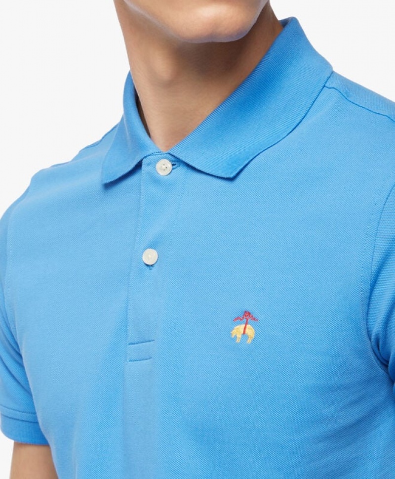 Light Blue Brooks Brothers Golden Fleece Slim Fit Stretch Supima Men Polo | NZX-832970