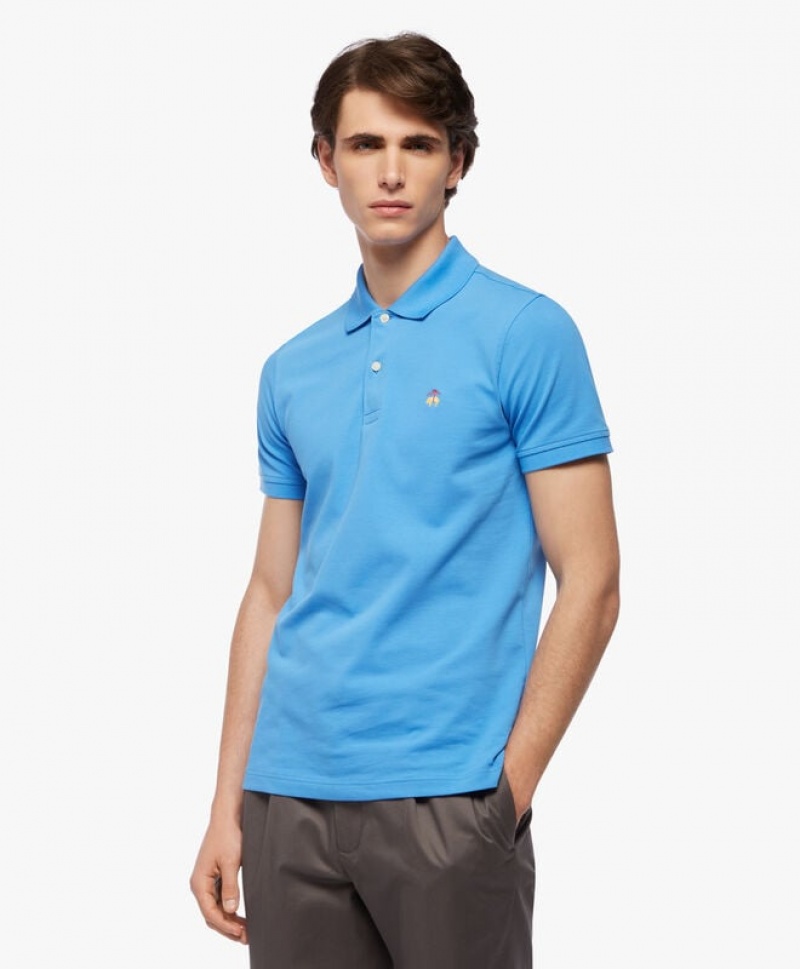 Light Blue Brooks Brothers Golden Fleece Slim Fit Stretch Supima Men Polo | NZX-832970