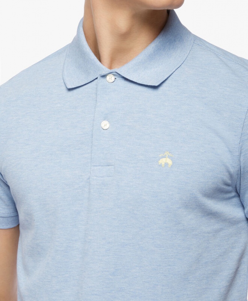 Light Blue Brooks Brothers Golden Fleece Slim Fit Stretch Supima Men Polo | UXC-931724