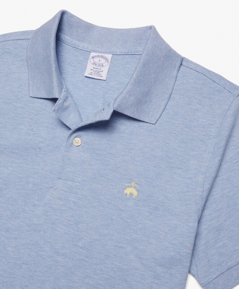 Light Blue Brooks Brothers Golden Fleece Slim Fit Stretch Supima Men Polo | UXC-931724