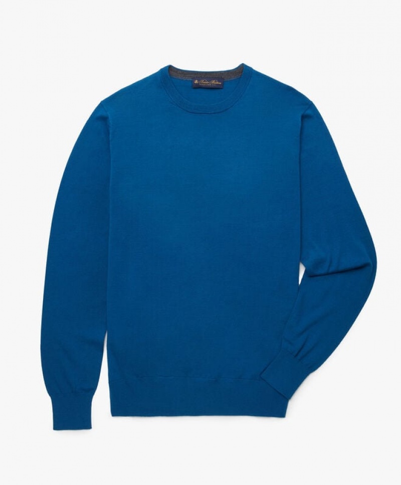 Light Blue Brooks Brothers Merino Wool Crew-Neck Men Sweaters | LUK-903716