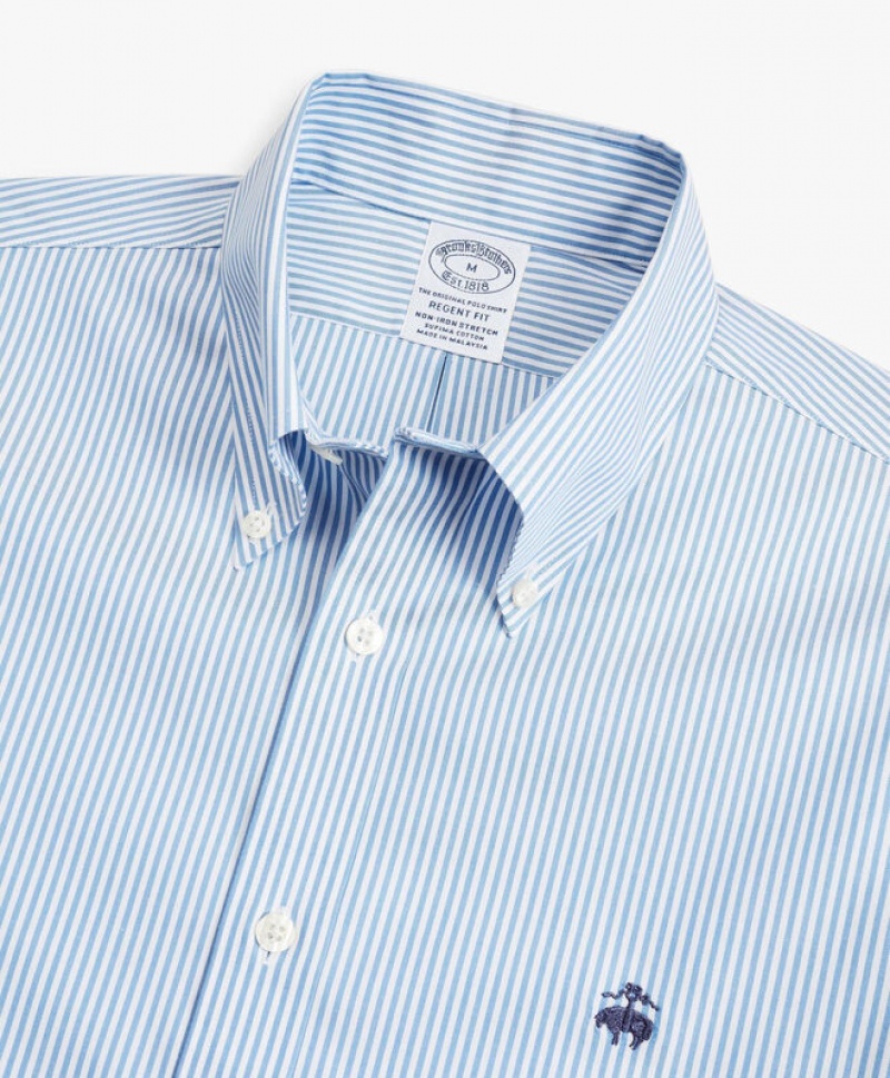 Light Blue Brooks Brothers Regent Regular-fit Non-iron, Pinpoint, Button-Down Collar Men Shirts | GST-018457