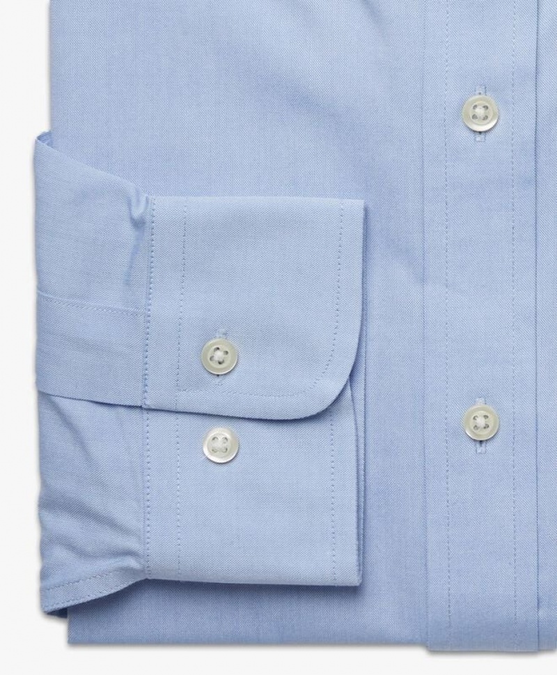 Light Blue Brooks Brothers Regent Regular-fit Non-iron, Pinpoint, Button-Down Collar Men Shirts | QKE-067394