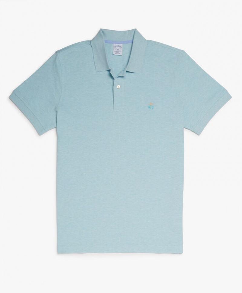 Light Blue Brooks Brothers Slim-fit Sleeves Pique Men Polo | GTM-036198