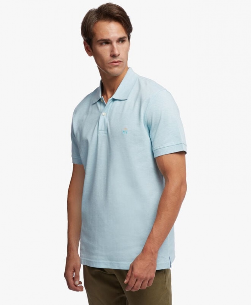 Light Blue Brooks Brothers Slim-fit Sleeves Pique Men Polo | GTM-036198